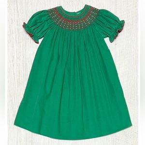 Delaney Green Cord Pearl Smocked Bishop. Color: Green. Size: 6X. NWT.
